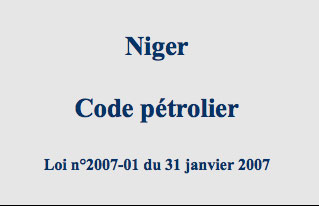 Le code minier, le code pétrolier et le code des investissements du NIger 
